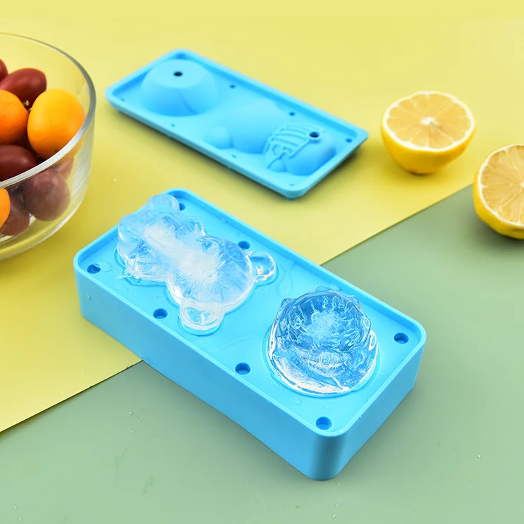 New product Hot Sale Eco-Friendly 3d Bear and Rose Shape with Cover Silicone Ice Cube Molds Cake Mold