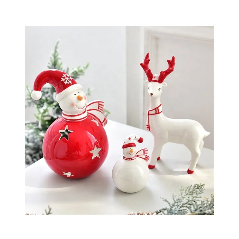 Figurine Custom Family Ceramic Personalized Christmas Snowman Deer ornaments christmas