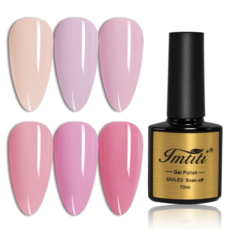 Nude pink gel polish 6 colors OEM supplier for nail products logo design best price soak off uv gel polish 10ml bottle