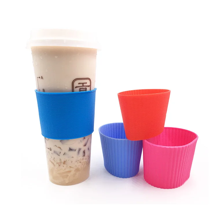colorful food grade non toxic durable reusable silicone rubber coffee cup sleeve glass water bottle silicone sleeve