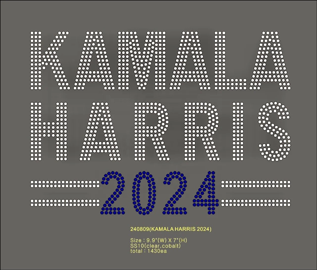 Фабрика YZX проверенная по индивидуальному заказу 2024 Kamala Harris мотив со стразами термофиксация и утюг для рубашек толстовок стеклянный материал
