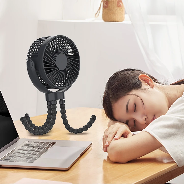 360 Degrees Rotation 12000mAh Baby Stroller Octopus Tripod Fan With Flexible Legs Phone Holder