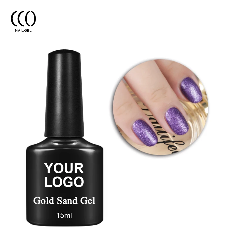 CCO distributor 15ml OEM ODM logo nail gel polish Colorful uv led gold sand nail gel polish