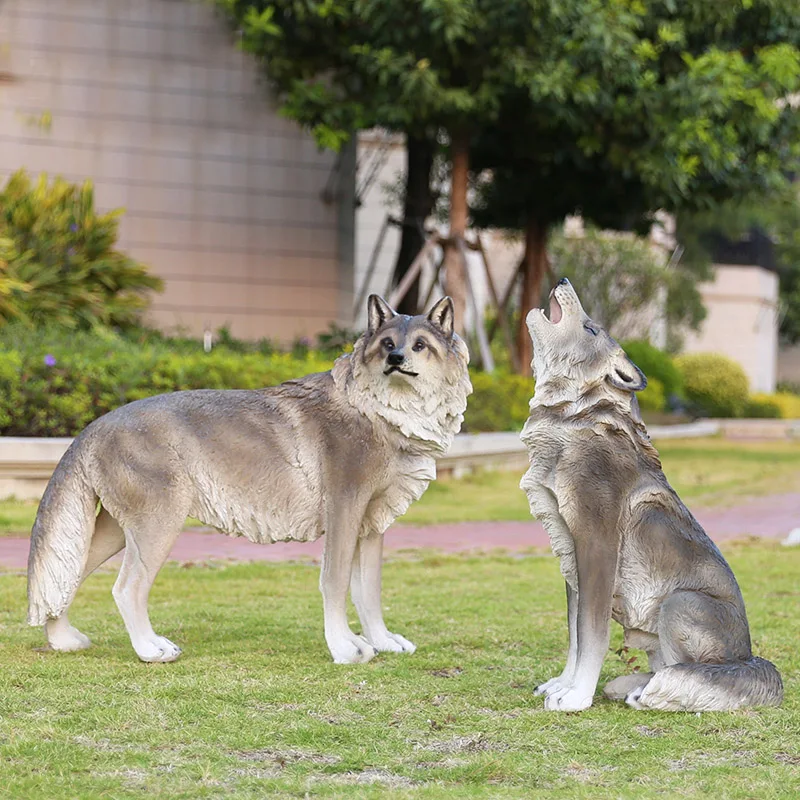 Custom Animal Craft Statue Garden Decoration Ornament Fiberglass Resin Glowing Wolf Sculpture