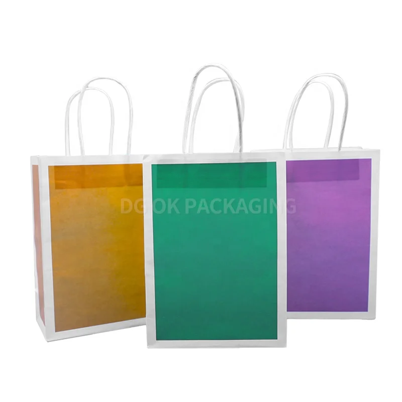 Twisted Handle Shopping Carrier Bag Custom Logo Printed Colorful Hot Sale Kraft Paper Food Packing Offset Printing Recyclable