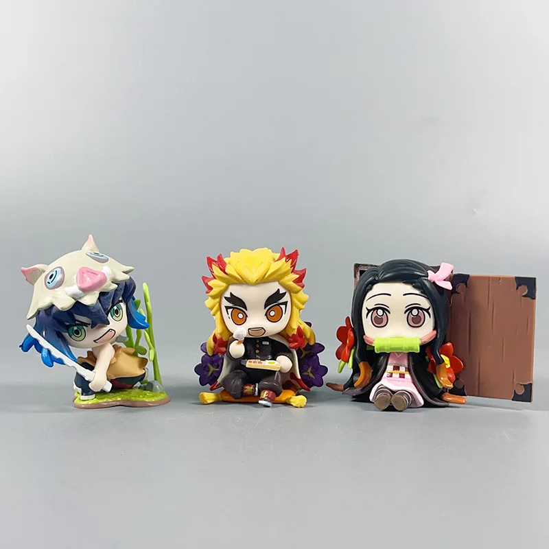 Anime Demon Slayer Action Figures Tanjiro Nezuko Mitsuri Blind Boxes Rengoku Zenitsu Inosuke PVC Toys Set for Dashboard Deco