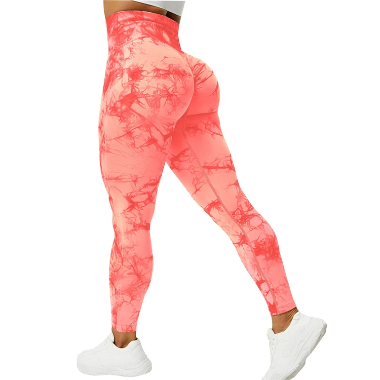 Private Label Yoga Pants Para Mujer Workout Tights High Waist Women Tie Dye Seamless Scrunch Butt Leggings For Women