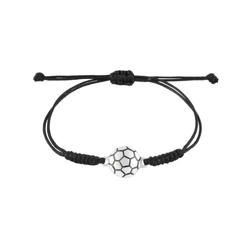 Hot Selling Hand-woven Wax Wire Bracelet Alloy Soccer Baseball Basketball Volleyball Rugby Pull Hand Rope Women