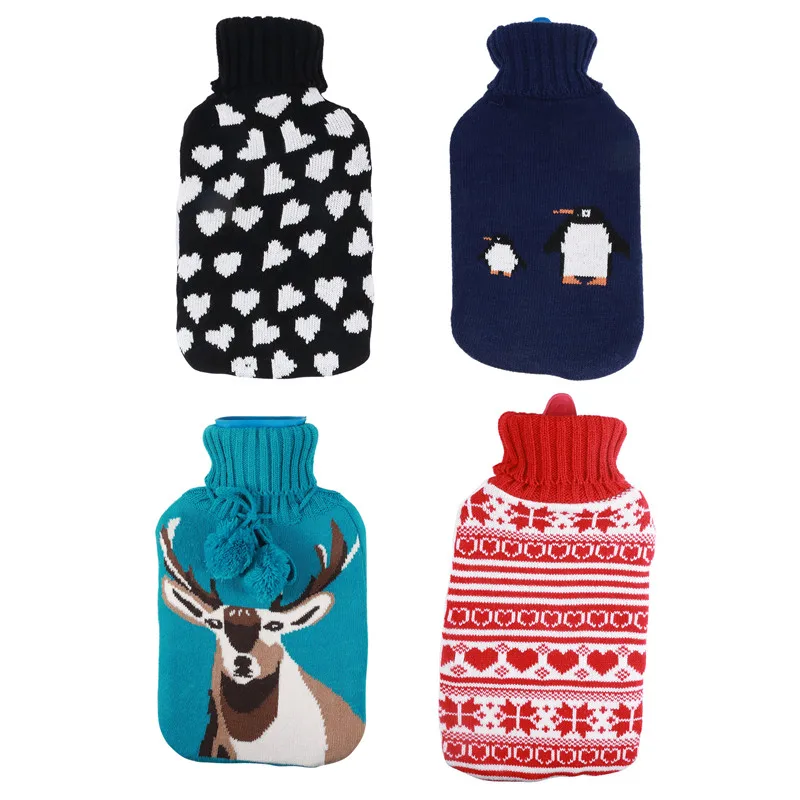 Резиновая бутылка для горячей воды вязаная крышка сумка с вязаным чехлом сохранения тепла