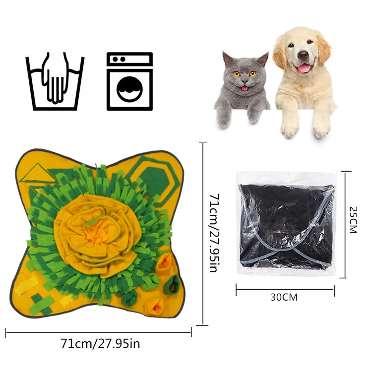 
Hot style pet self-hi puzzle anti-skid slow food dog blanket style training flowers line smelling mat toys 