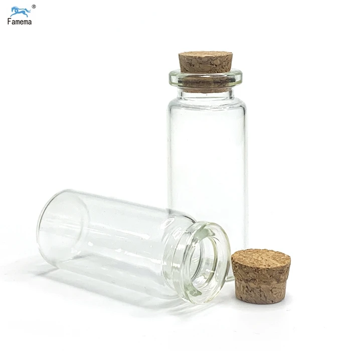 Clear mini 10ml 15ml 20ml 25ml 30ml 40ml 50ml 55ml 70ml small glass bottle with cork test tube vial glass bottle with cork