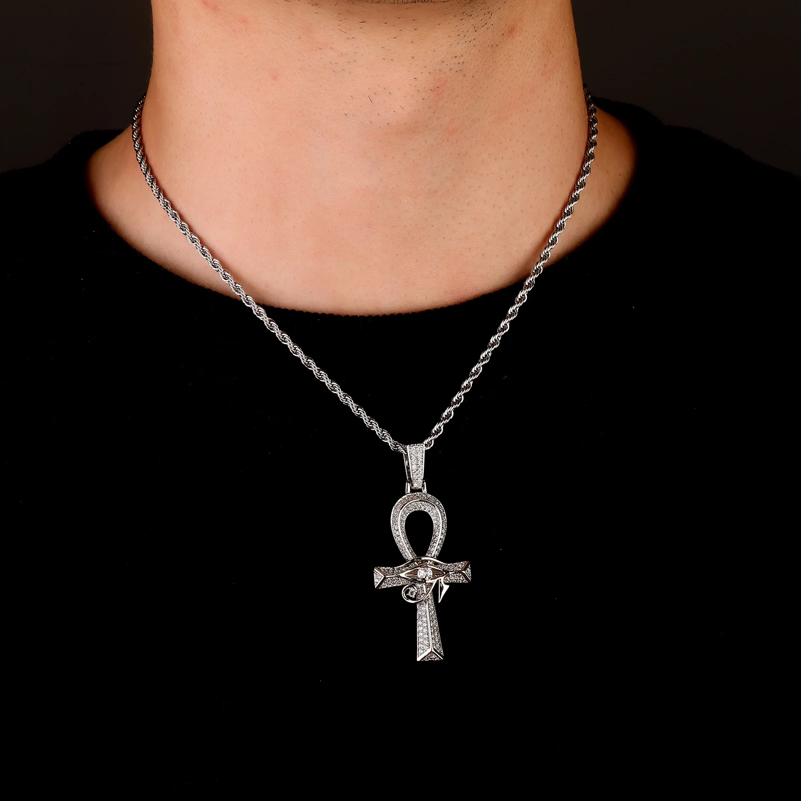 Hip Hop Pendant Men Christian Religion Jewelry Fashion Charms Real Gold Plated Silver Copper CZ ZIRCON Iced Out Cross Pendant