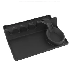 Utensil Rest with Drip Pad Spoon Rest 2 in 1 Larger Size Silicone Spoon Holder for Stove Top Hang Hole Design, Black