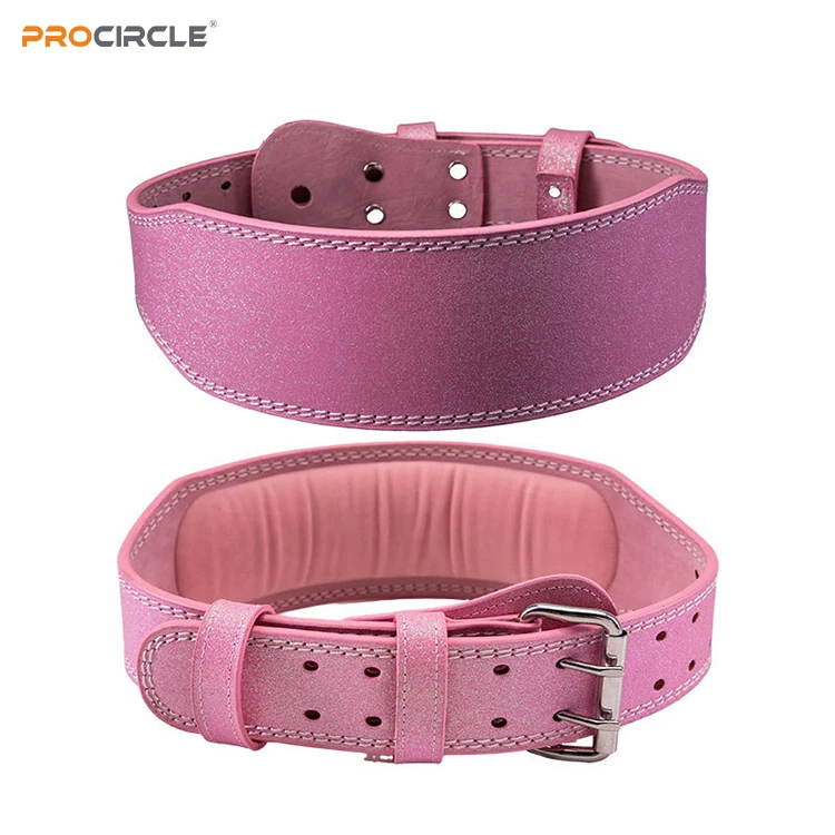 WB-F2050 Fashion Shiny Pink Leather Weightlifting Belt Powerlifting Bodybuilding and Workout belt