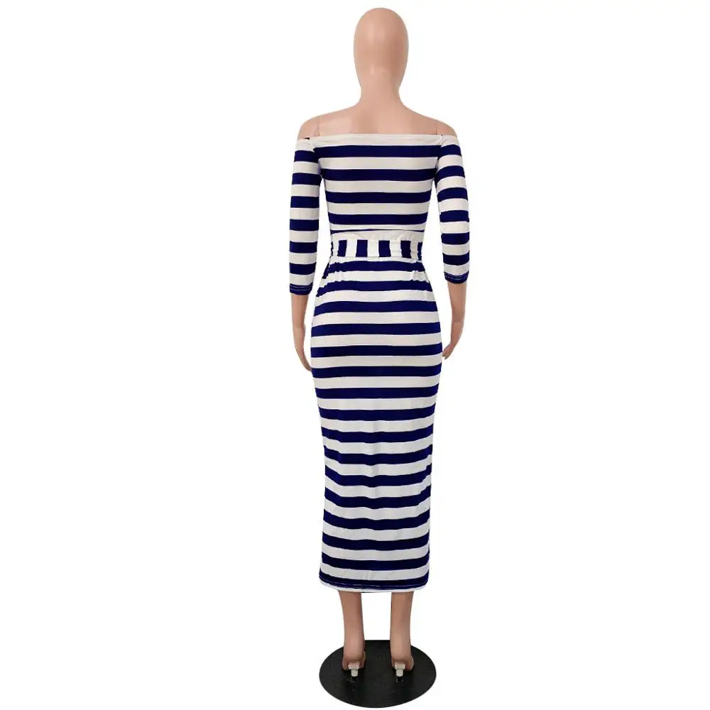 2022 shoulder white stripe women dress model bodycon mini casual dress clothing