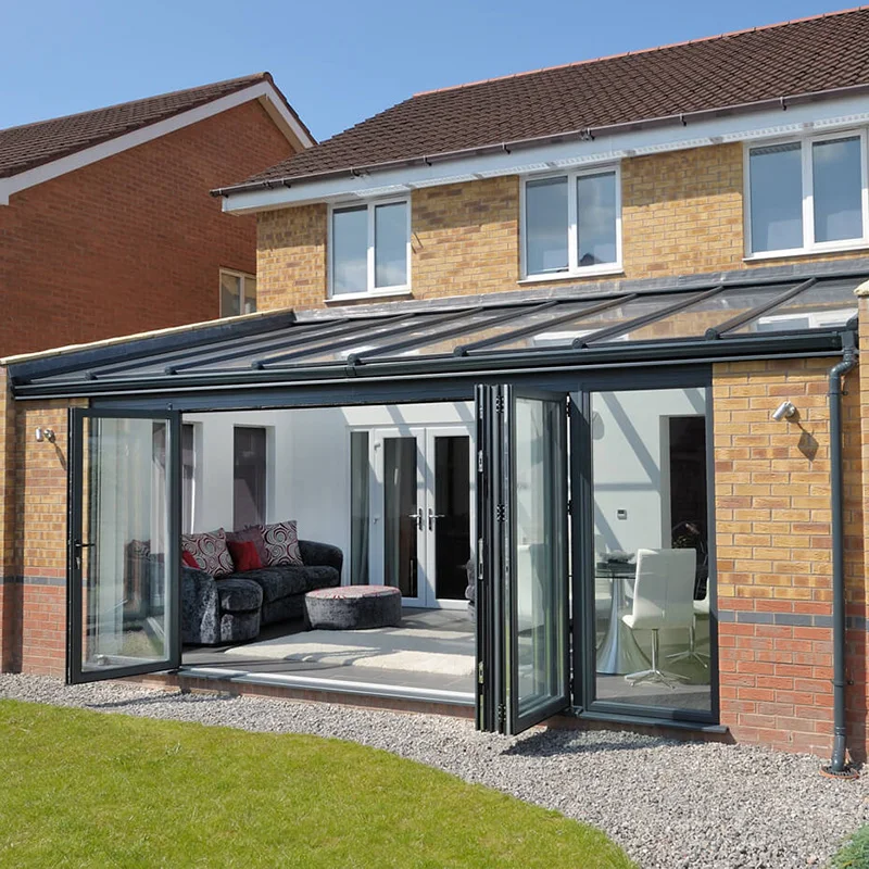 thermal insulated aluminum glass bifod door exterior villa house multi panel patio accordion folding doors