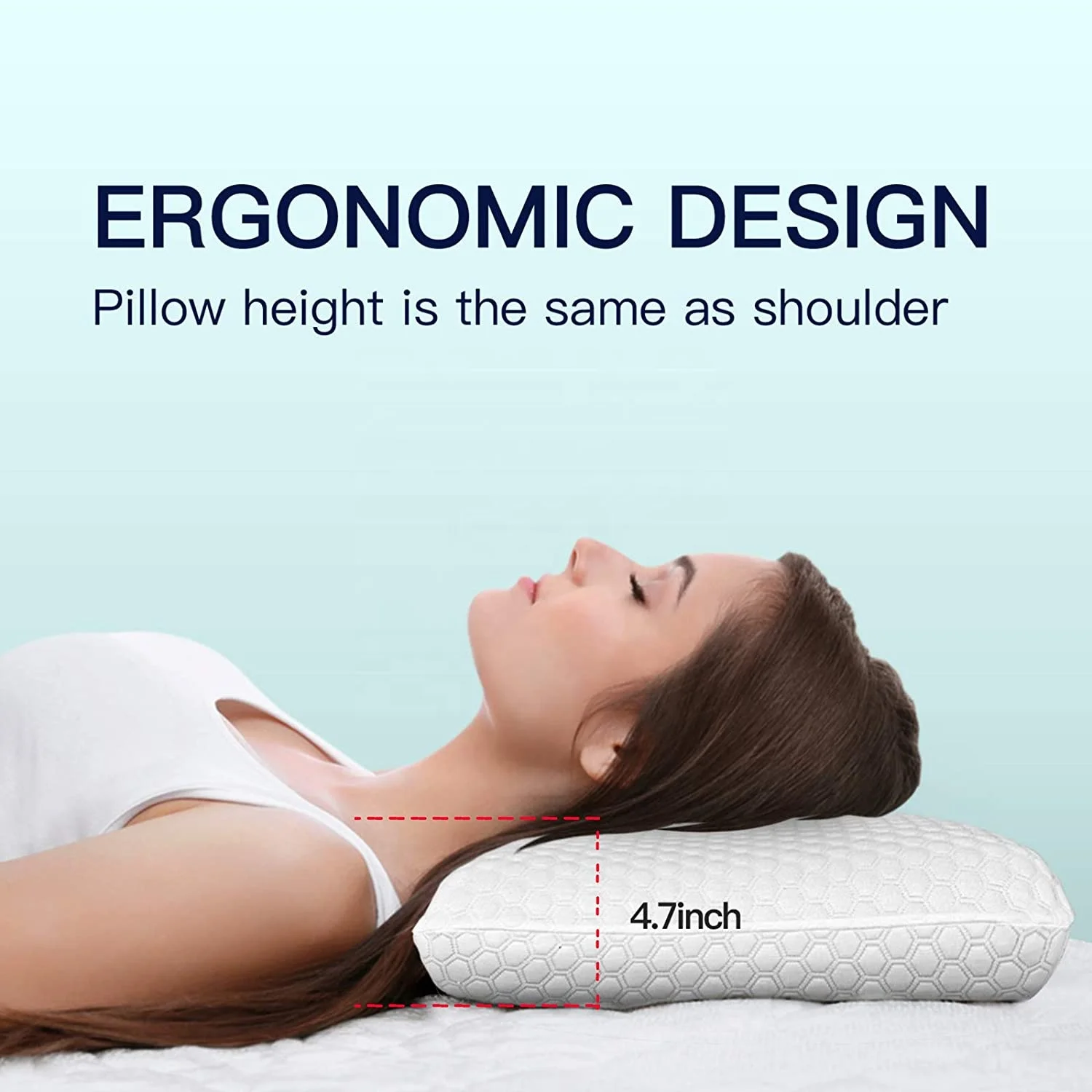 Gel Infused Cool Feeling Air Ventilation Hole Orthopedic Cervical Contour Memory Foam Neck Bed Pillow for Best Sleep
