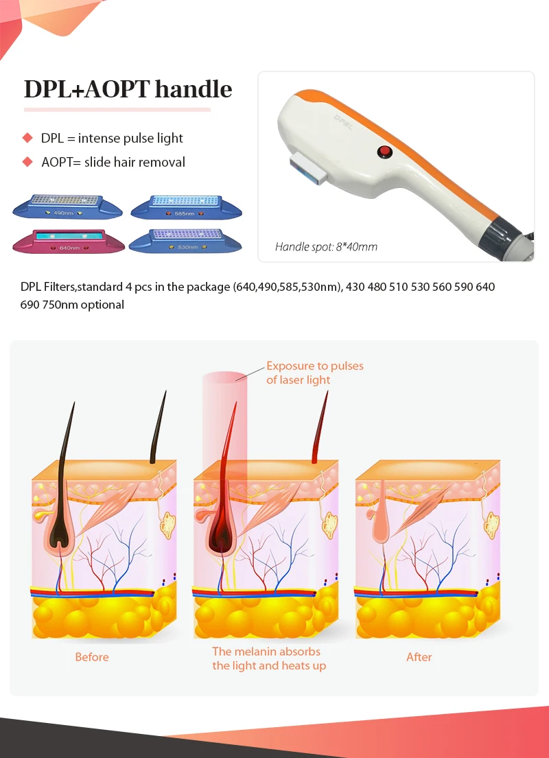 IPL DPL SHR machine handle handpiece optical filters for repair spare parts