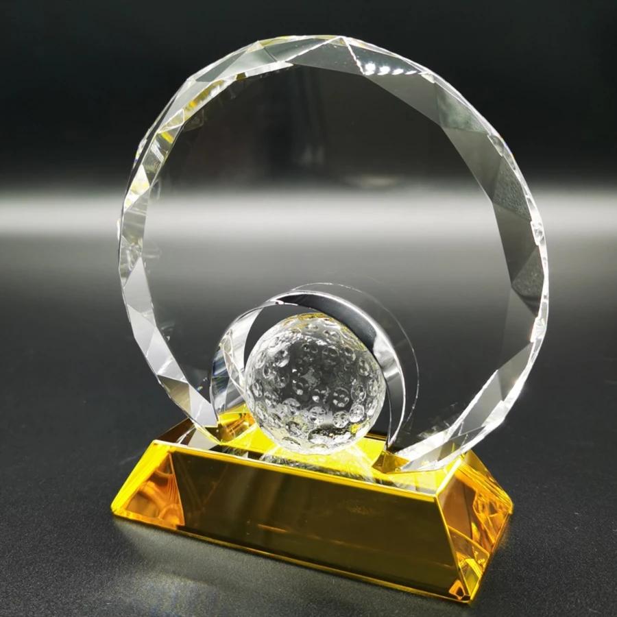 Wholesale Custom Glass Trophy Golf Glass Award Souvenir Gifts Golf Crystal Trophy (1600685340236)