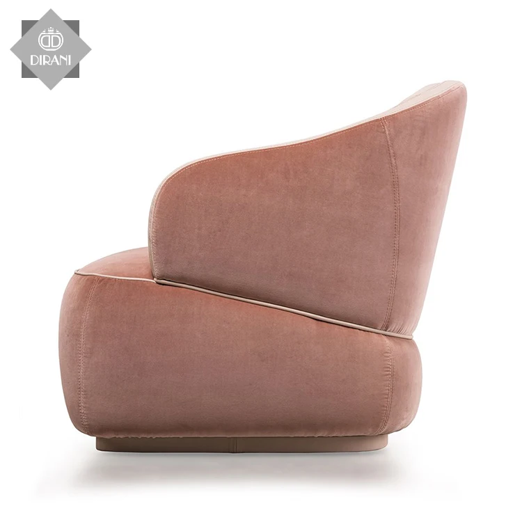 high luxurious unique shape standard single sofa size living room single seat sofa chair single pink red velvet sofa