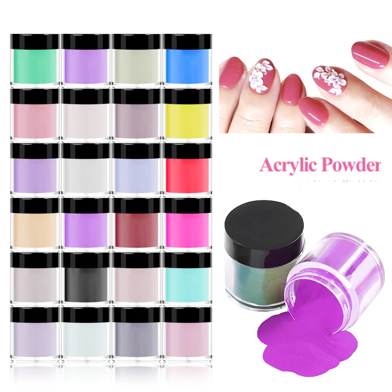 12/18/24 Colors Acrylic Crystal Powder Nail Builder Extension Dust Sticking Carved Pigment Manicure Set Nail Art Decorations