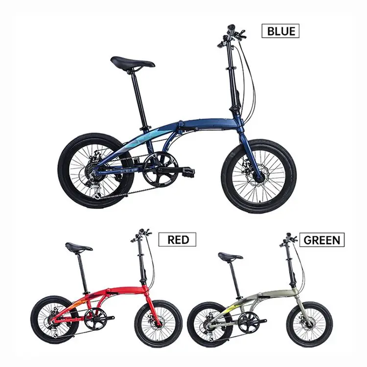Solid Color Bike High Quality Unisex Double Disc Brake Moutain Bike Aluminum Alloy Foldable Bicycle 20 Inch