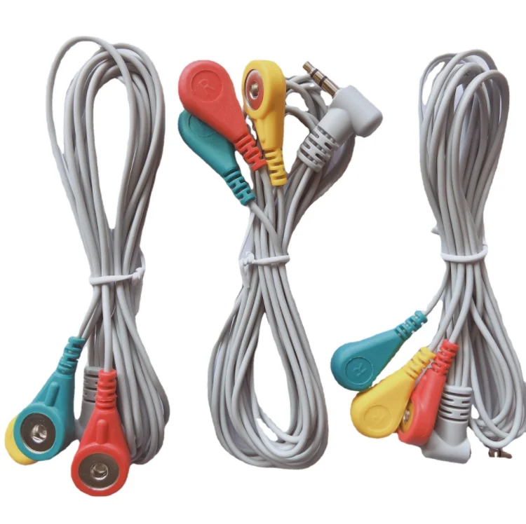 4.0 electrode button lead line ECG connection wire monitor shielded wire button type physiotherapy line