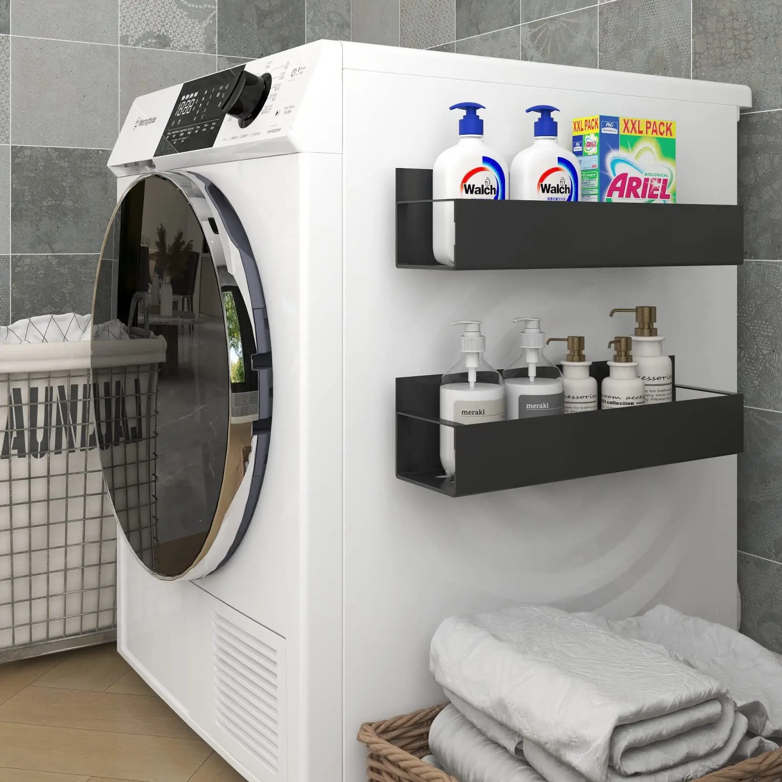 Magnetic refrigerator shelf Punch free seasoning shelf Refrigerator oven side rack Kitchen supplies shelf arrangement