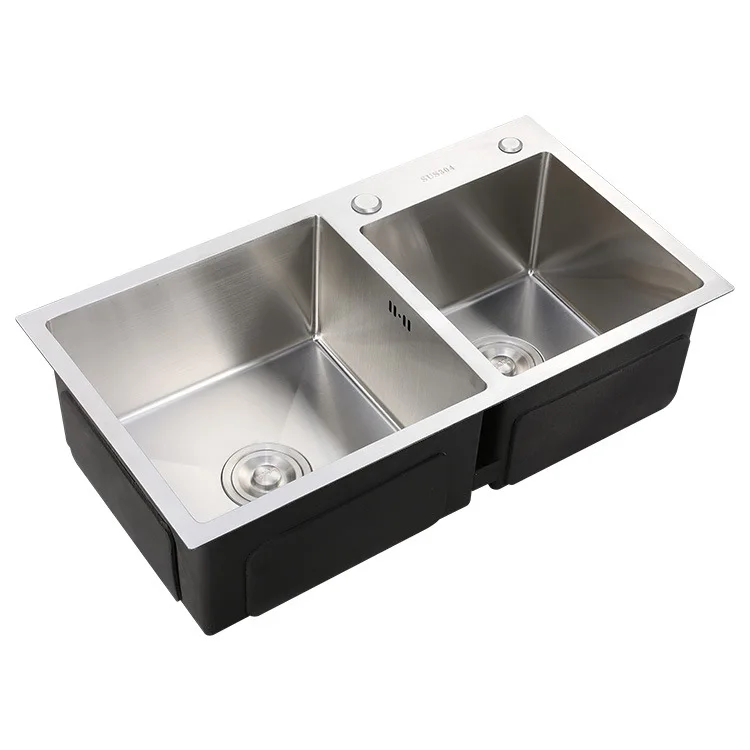 Manual sink 7843 double nano undermount handmade sink 3mm thickened stainless steel kitchen wash basin table sink wholesale