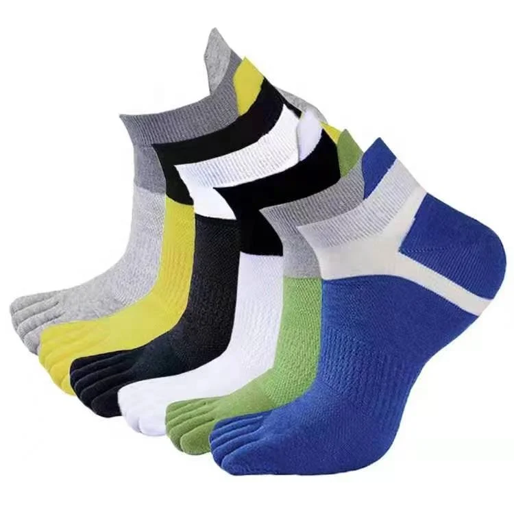 Men premium sports five finger socks cotton toe separator socks leisure breathable ankle solid colour sports toe socks