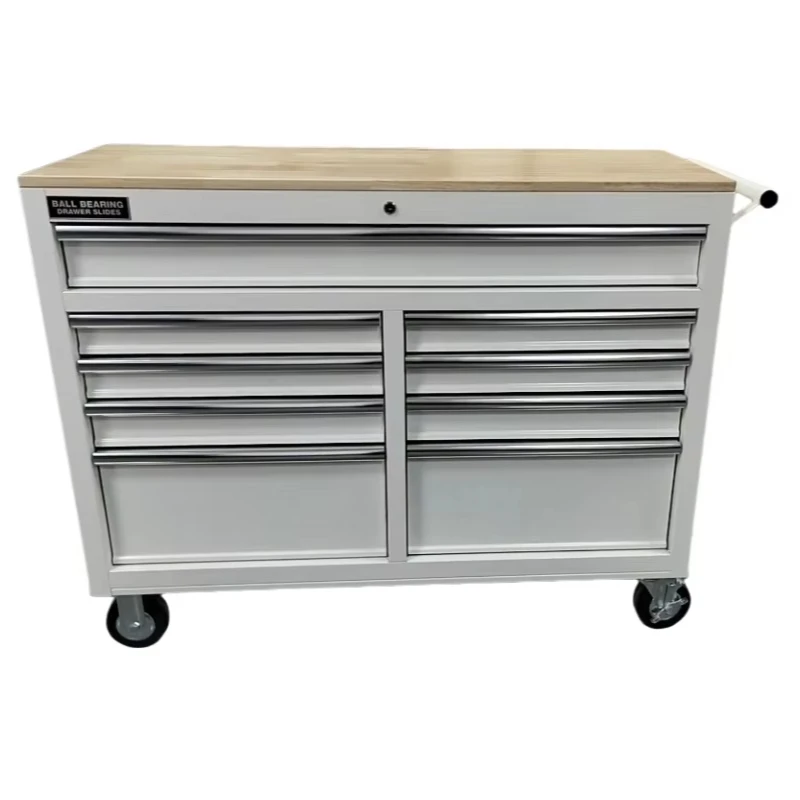 Professional Heavy-Duty Steel Tool Box with Side Handle and Wheels Metal Workbench Combination for Garage or Workshop Storage
