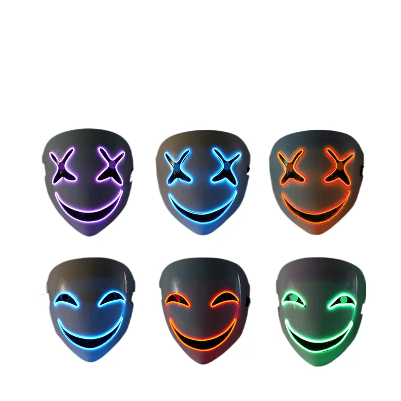 mj249d el Cold Light Glow LED Flash Horror Payday2 theme Clown Ghost Emoji face mask