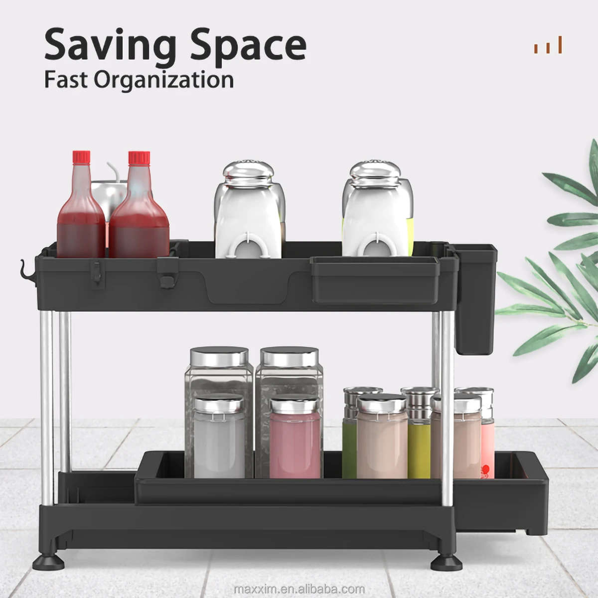 2024 New Products Small Spaces Cabinet Use Plastic Rack Shelf Kitchen Bathroom Organizers and Storage Drawers