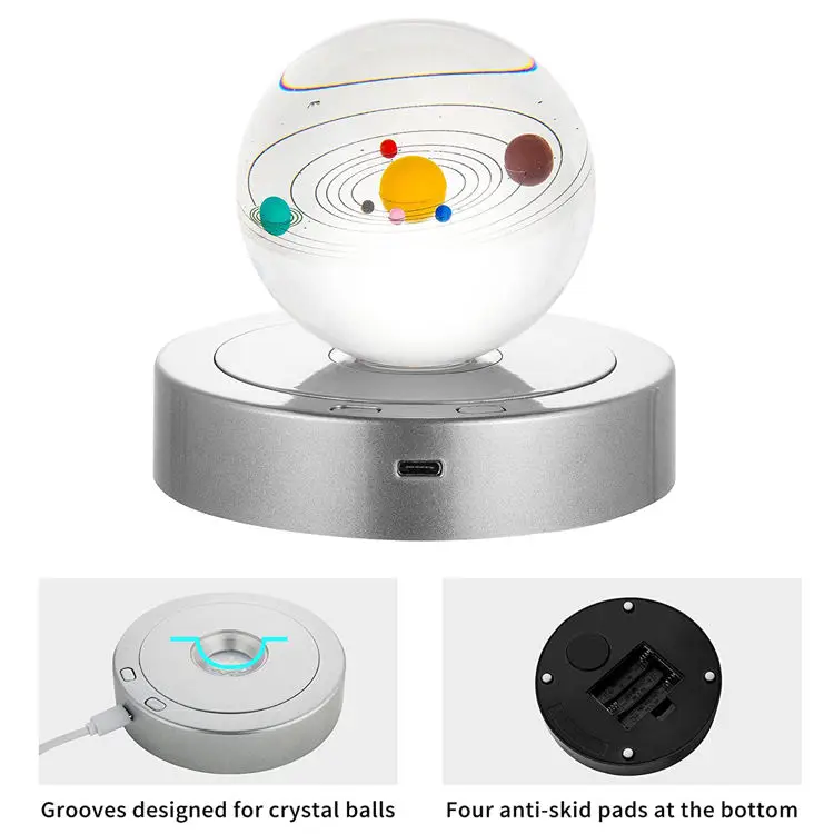 adjustable rotating display stand base led rotating display base for 3d crystal photo with 4 Revolving & 8 Light Modes