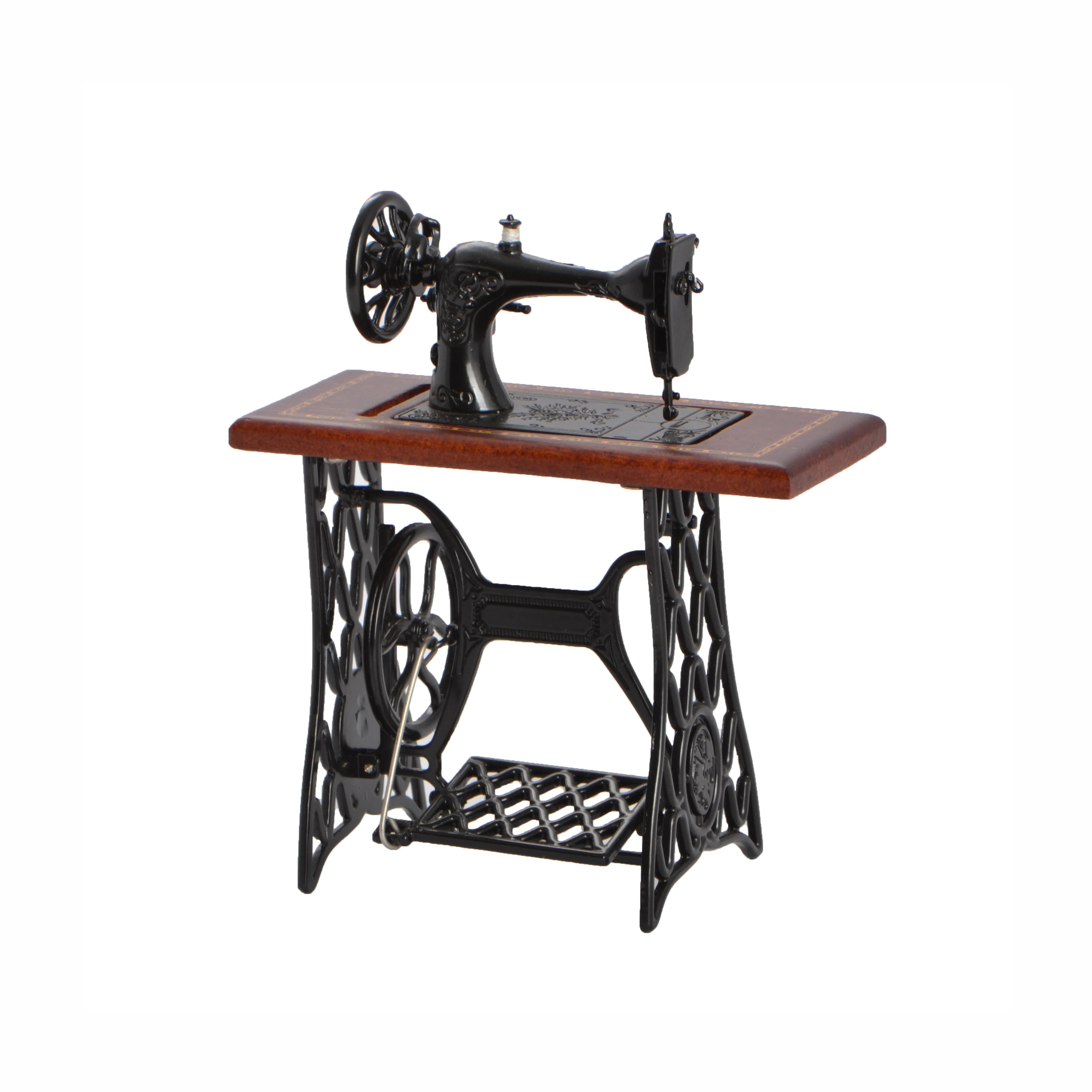 Vintage Doll house sewing machine 1:12 scale Miniature furniture mini Accessories Micro scene Wood Metal Old fashion style