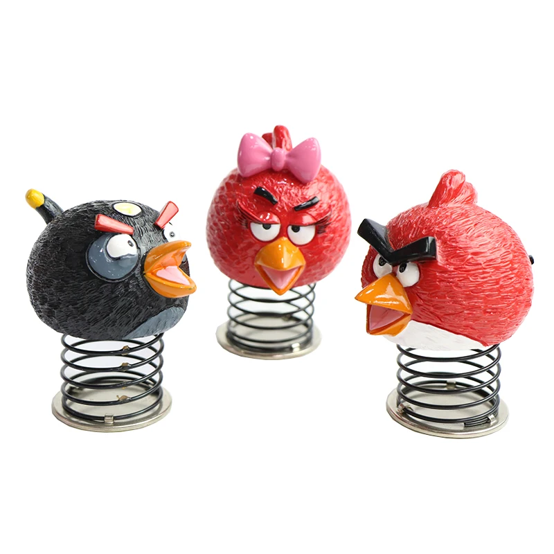 Custom Shaking Head Spring Birds Red Figurine For Car Dash Board Decorations Cute And Interesting Angry