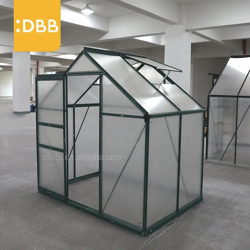 Hot Selling 6Ft Gable Greenhouse Garden Single Sliding Door Toughened Glass Outdoor Mice Proof Galvanized Pipe Glasshouse