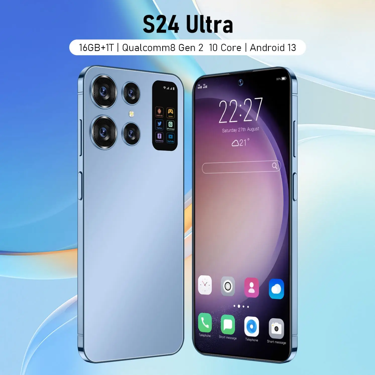 Оригинальный S24 ультра 7 3 дюймов смартфон с большим экраном 16 ГБ + 1 ТБ разблокированный клон телефон 5G сеть двумя Sim-картами Android 13 мобильный