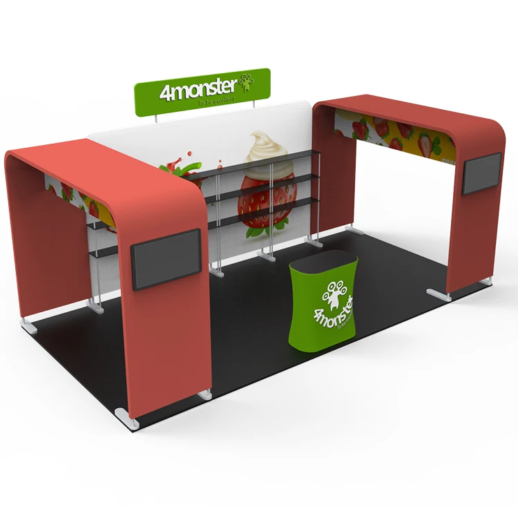 High Quality Portable Trade Fair Booth for Advertising Exhibition Booth with Tension Fabric & Shelves