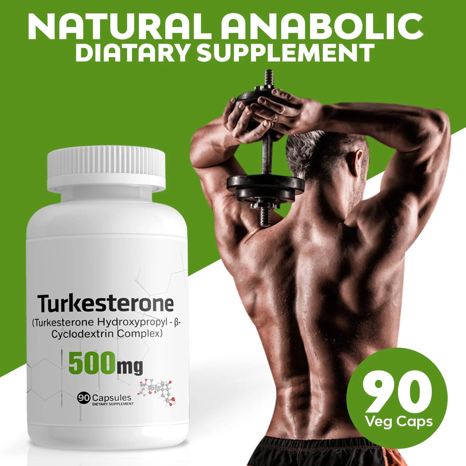 500mg Hydroxypropy Cyclodextrin Complex Turkesterone Capsules Muscle Growth Recovery & Stamina Supplement for Adults