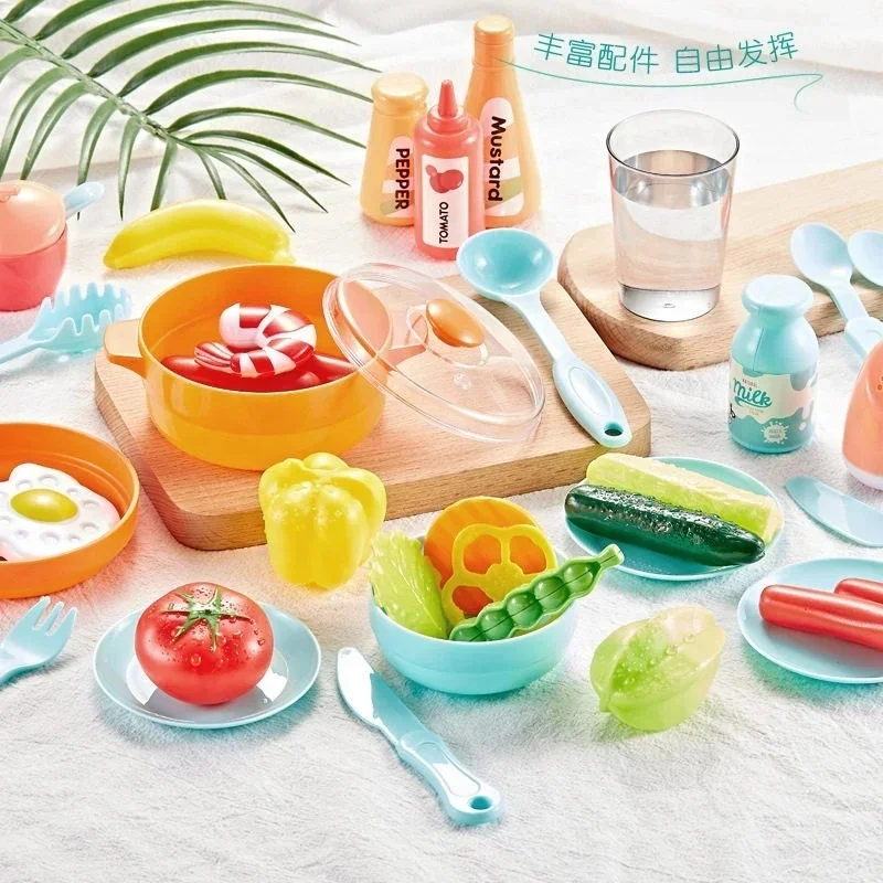 63cm children cooking toy simulation kitchen pretend play set kids mist spray faucet sink toy kitchen play set with lights&sound