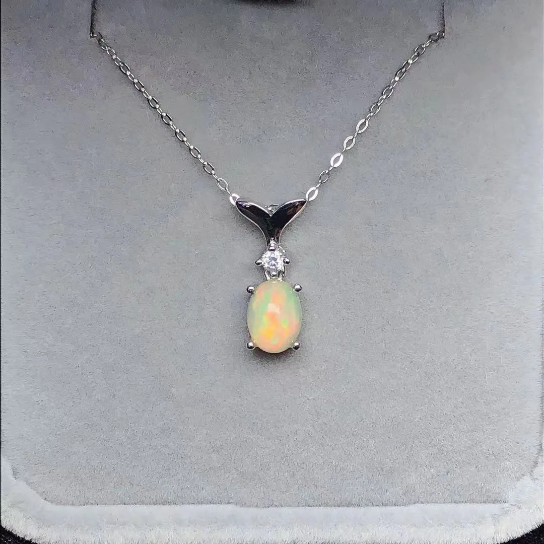 Romantic Gifts For Women Fishtail Necklace for Women 925 Sterling Translucent opal Luxury Brand Jewelry Mode