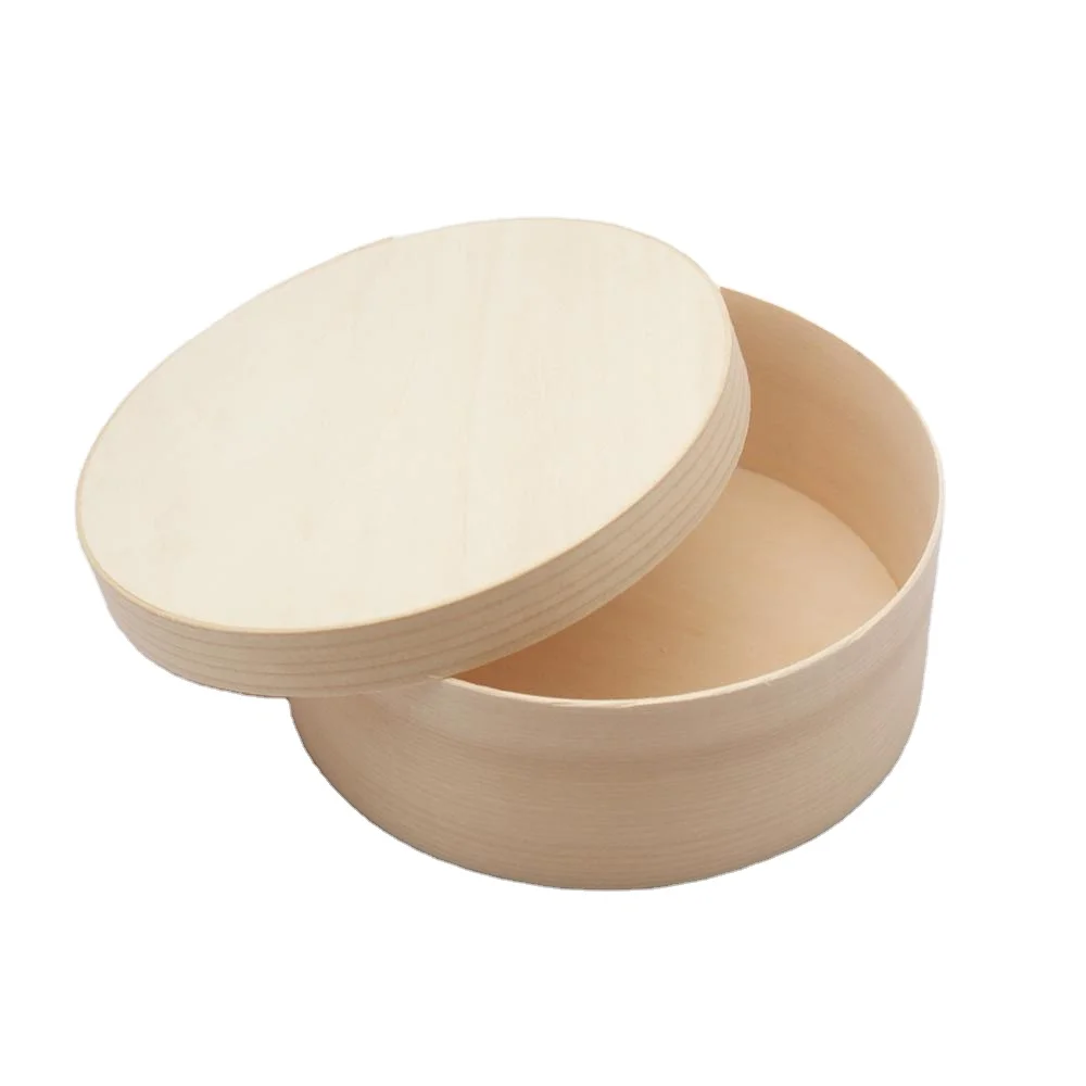 Eco friendly baking boxes wooden round cake veneer cheese box