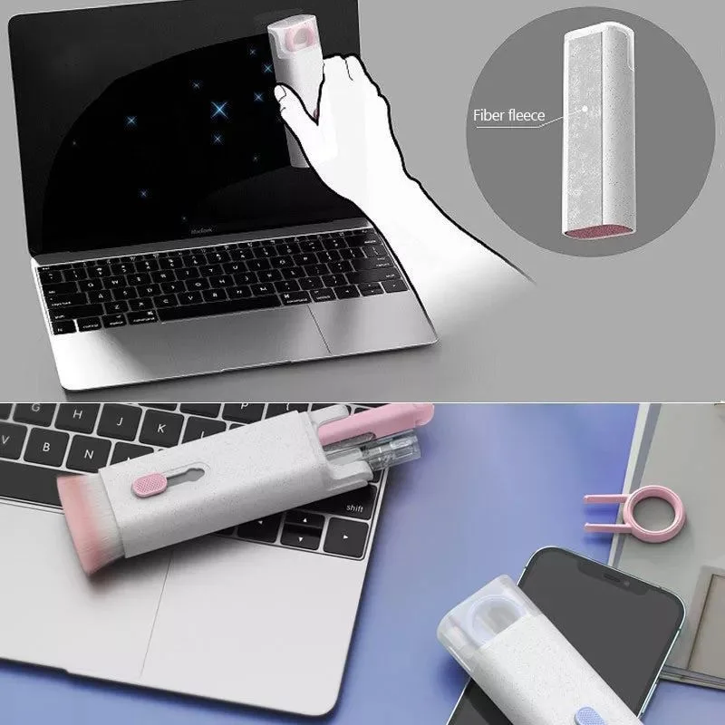 custom logo 7 In 1 Computer Phone Cleaning Set for Airpods earbuds with Soft Brush Design High Density Sponge Cleaning Kit pen