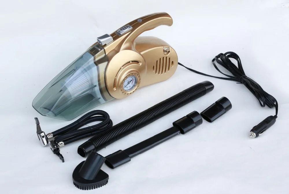 4-in-1 Tire Pressure Gauge Inflatable Pump Multifunction Car Vacuum Cleanr Air Pump Car Dry and Wet 12V Dust Collector