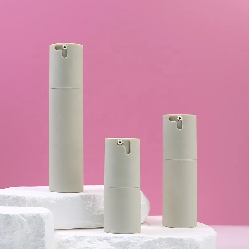 wholesale custom color frosted crimp neck 15ml 30ml 50ml pump cosmetic airless plastic bottle