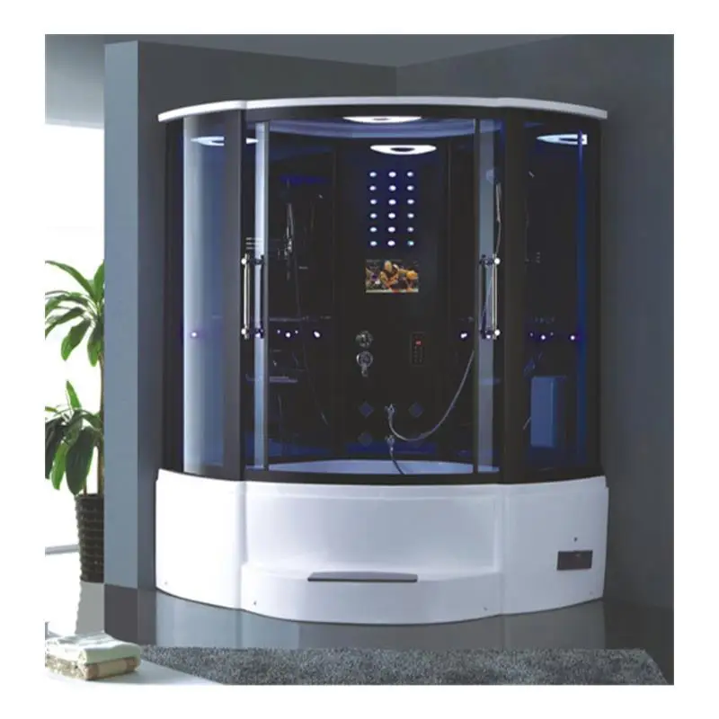 CBMmart Acrylic Shower Steam Room Glass Sauna Cabin With Spa Tub, Mp3,Tv,Jet Massage Function