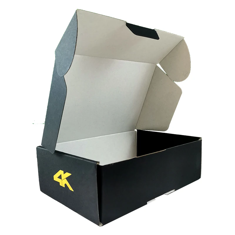 corrugated paper accept customized gold foil printing small black mailing boxes for postal
