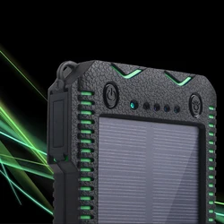 Faman Cell Phone Charger Waterproof Portable Solar Power Bank 10000mah LED Light Solar Charger