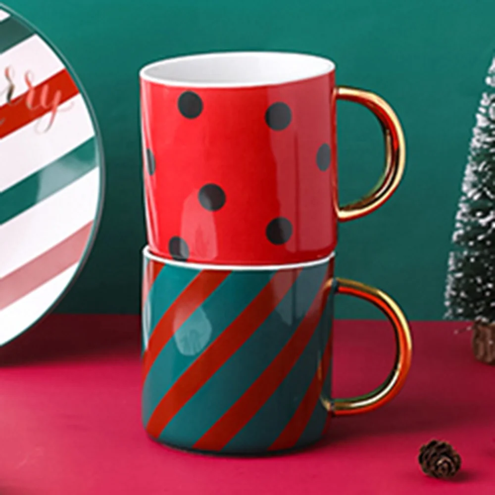 Китайский поставщик Золотая Рождественская кофейная кружка из костяного фарфора фарфоровая чашка с